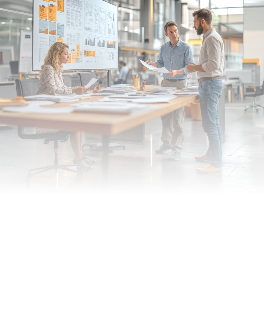 A team members talking about the enterprise software product development