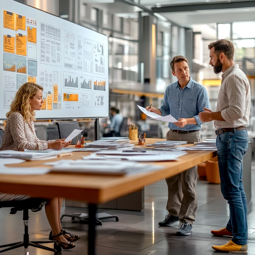 A team discussing enterprise software product development