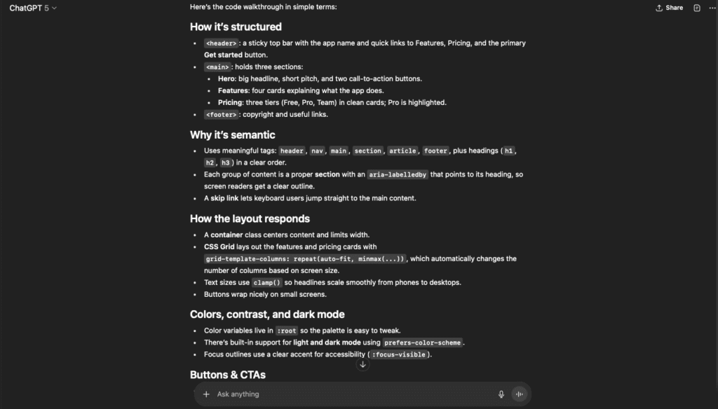 Explanation of the code-chatgpt-5
