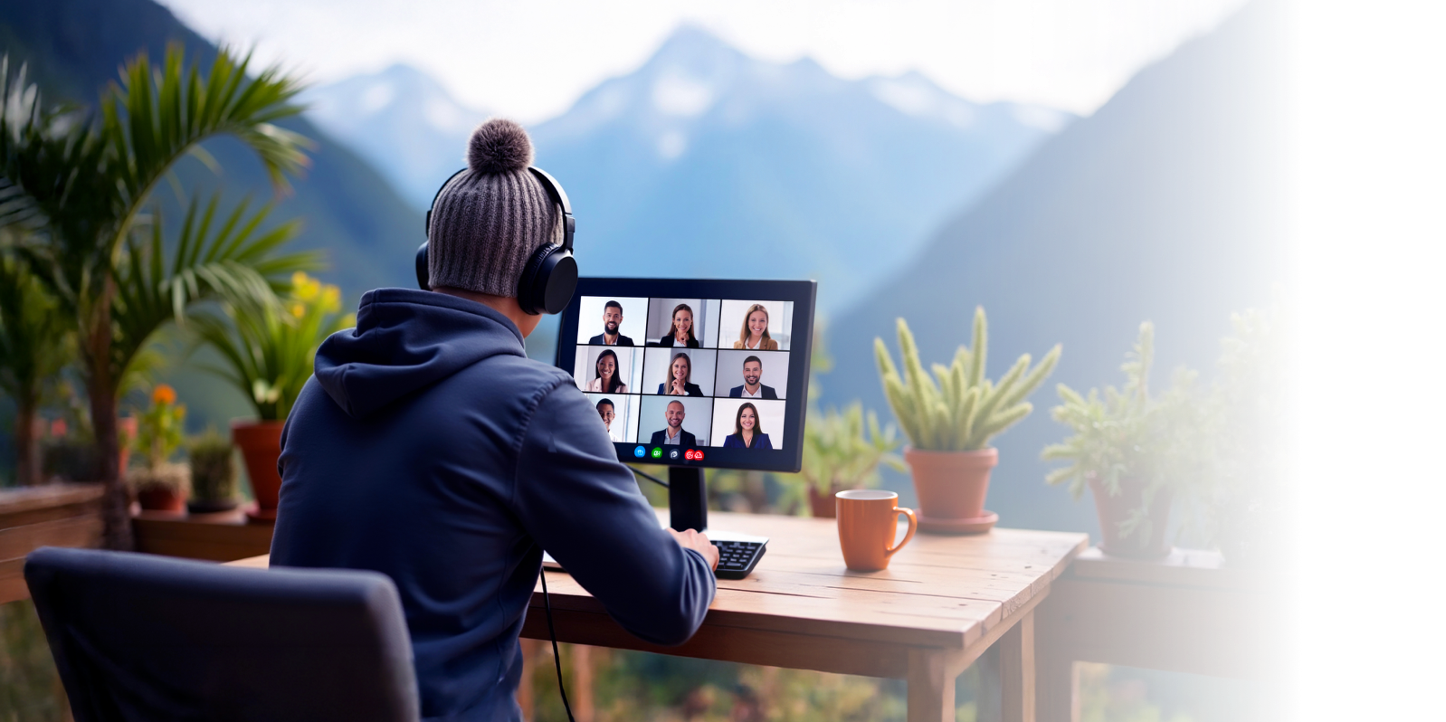 Engineer communicating with the rest of the team via online platform