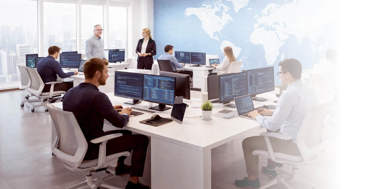 Outsourcing team gathered at the client's office