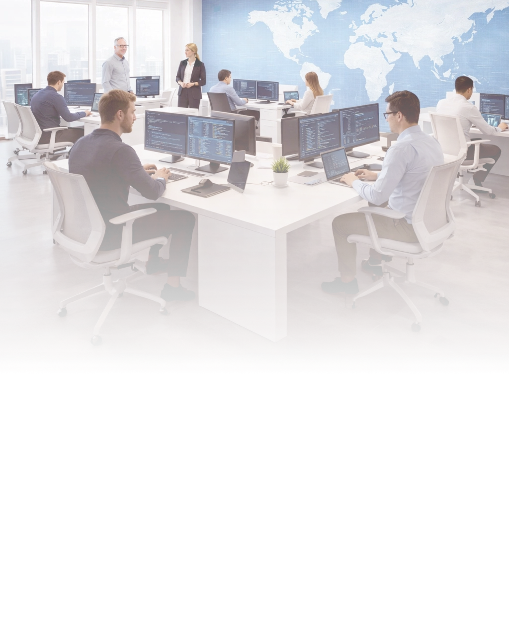 Software engineers coding at their desks