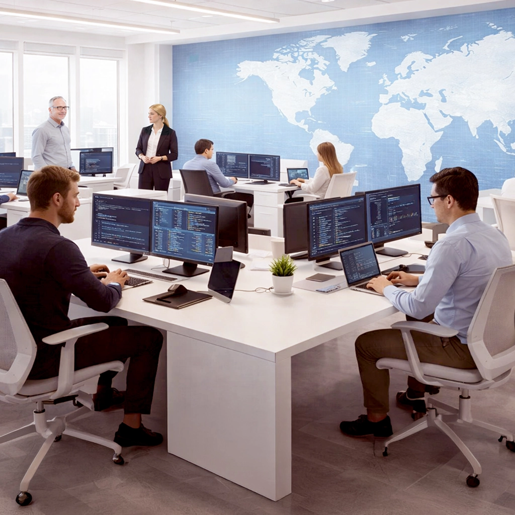 Developers working in the office