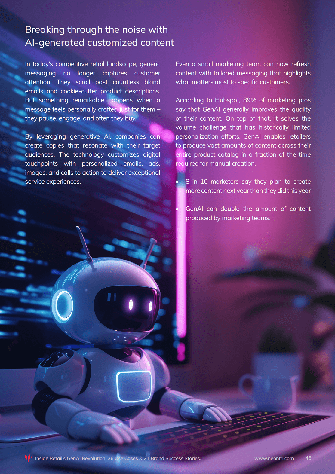 A robot is typing on a laptop