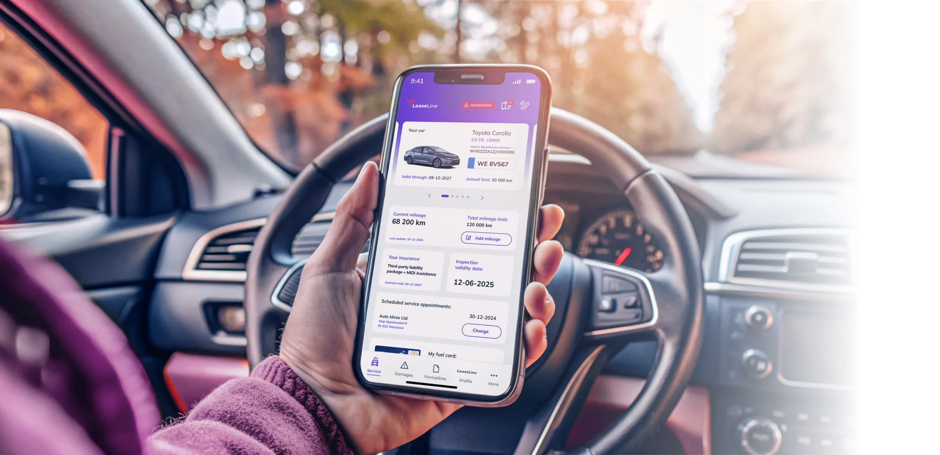 a person looking at the mobile app for vehicle leasing drivers