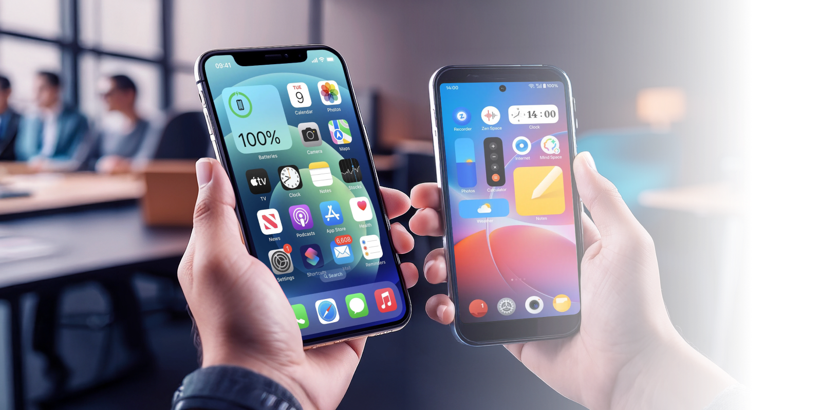 people holding mobile phones in their hands