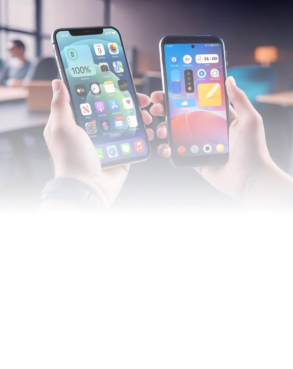 people comparing mobile phones