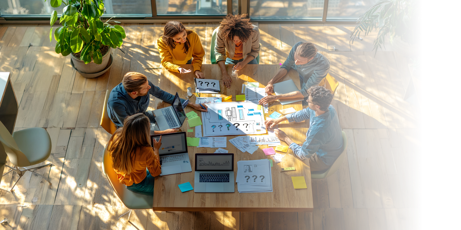 engineering team disscussing software architecture on the office