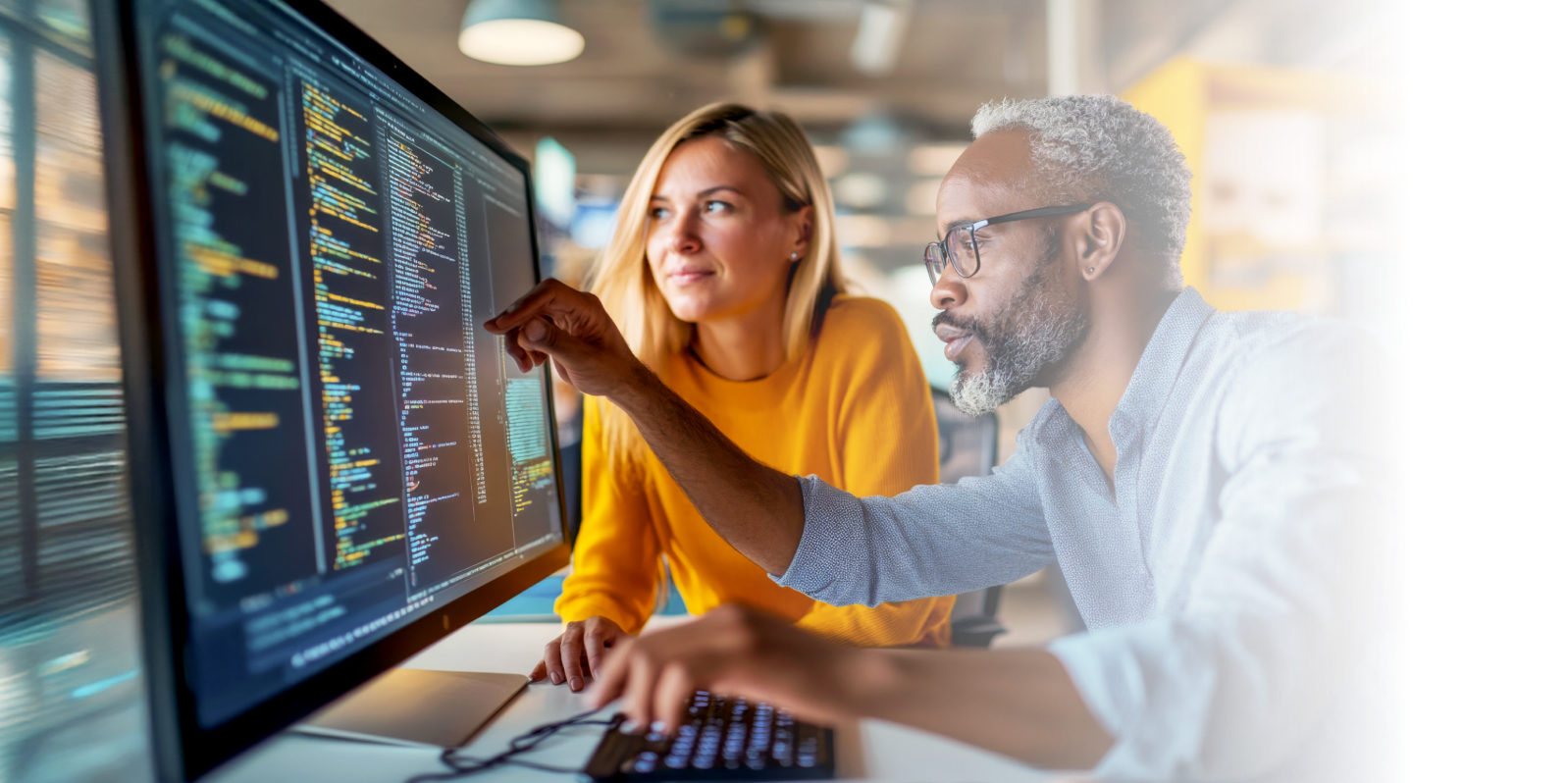 Developers working on code