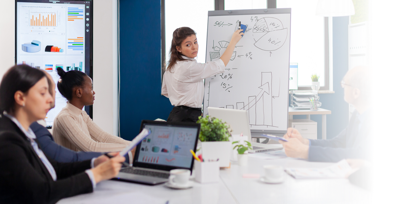 a team having a meeting and discussing custom insurance software