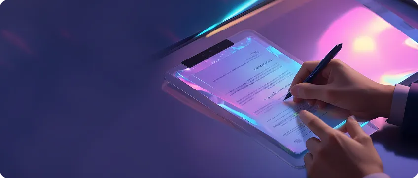 Person signing an insurance document with a stylus