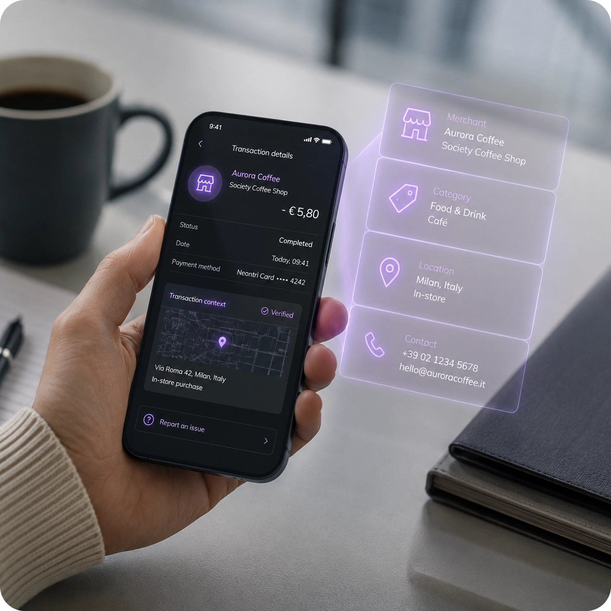 Woman reviewing smartphone as raw transaction data becomes enrichedWoman reviewing smartphone as raw transaction data becomes enriched