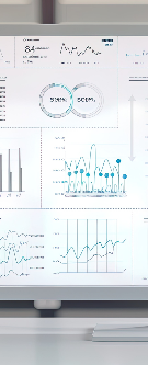 A monitor displaying financial charts and graphs